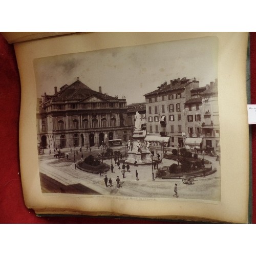 155 - VINTAGE BOUND ALBUM OF SEPIA PHOTOGRAPHS OF ITALIAN CITIES. MILANO, PISA, NAPLES ETC.