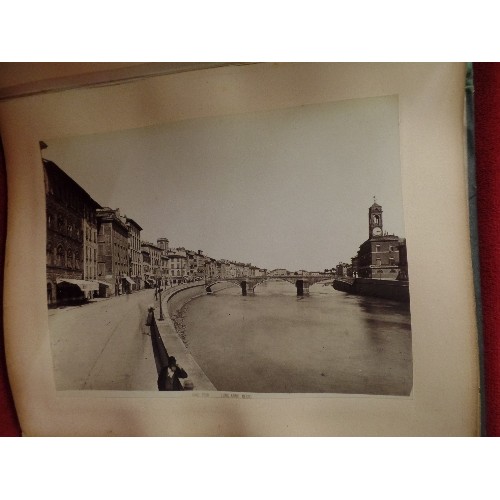 155 - VINTAGE BOUND ALBUM OF SEPIA PHOTOGRAPHS OF ITALIAN CITIES. MILANO, PISA, NAPLES ETC.