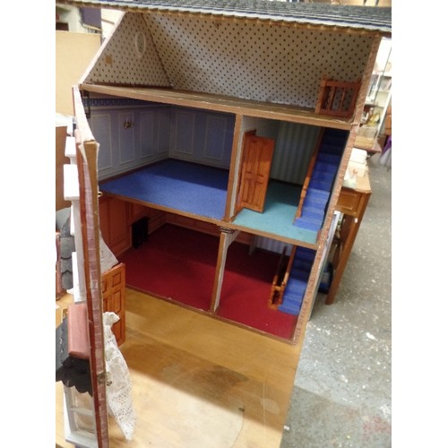 280 - DOLLS HOUSE 'APPLETREE COTTAGE. CARPETED. ALSO HAS ATTIC AND EXTENSION. GOOD QUALITY CONTENTS & FURN... 