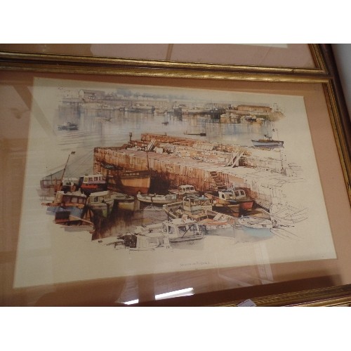 421 - 4 X FRAMED/GLAZED TRADITIONAL CORNISH PRINTS BY ERIC MASON. MOUSEHOLE, LOOE, MEVAGISSY, NEWLYN & PEN... 