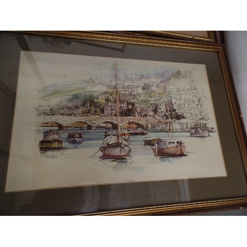 421 - 4 X FRAMED/GLAZED TRADITIONAL CORNISH PRINTS BY ERIC MASON. MOUSEHOLE, LOOE, MEVAGISSY, NEWLYN & PEN... 