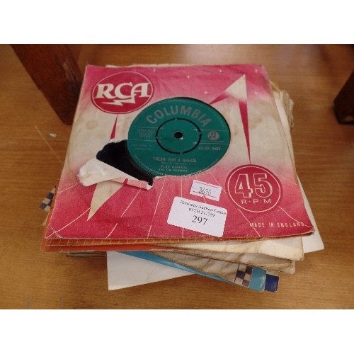 297 - 45 RPM RECORDS. INC CLIFF RICHARDS, RUSS CONWAY, HUTCH DAVIE AND HIS HONKIE TONKERS!