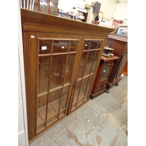 327 - BEAUTIFUL MID CENTURY OAK CABINET 'PIGGOTT BROS-CHURCH ST. LIVERPOOL' WITH 2 DOOR GLASS PANELLED FRO... 