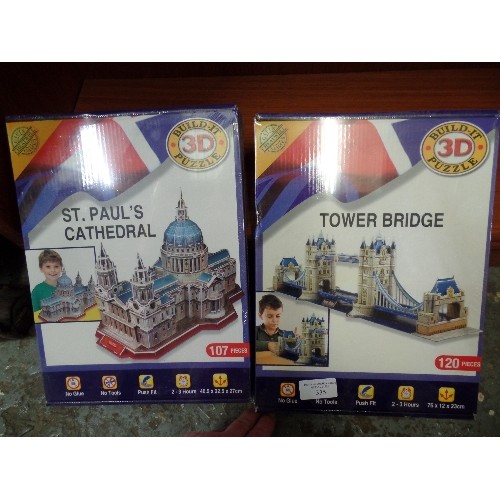 335 - 2 X NEW/PACKAGED 3D PUZZLES. ST PAULS CATHEDRAL, AND TOWER BRIDGE.