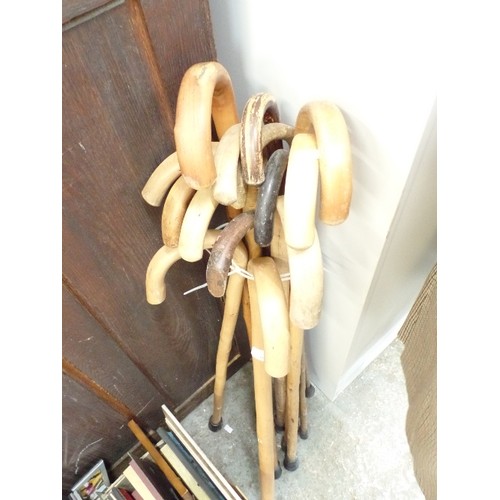 367 - QUANTITY OF BENTWOOD WALKING STICKS WITH RUBBER TIPS.