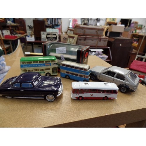 431 - DIE-CAST VEHICLES. INC CORGI 'BLACKPOOL DOUBLE-DECKER' GILBOW 'EASTERN NATIONAL' COACH, A HOT WHEELS... 