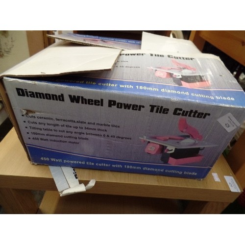 428 - DIAMOND WHEEL POWER TILE CUTTER. 450 WATT. WITH BOX.