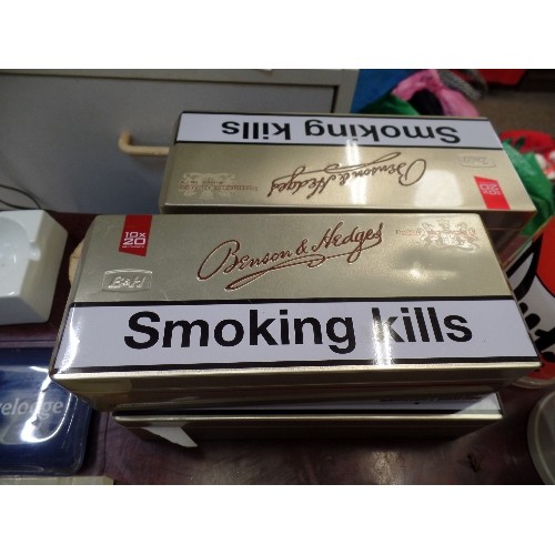 453 - BENSON & HEDGES TINS. ONYX ASHTRAYS & LIGHTER. SMALL STONEWARE FLAGON, TANKARDS & BEERMATS, DRINK MI... 