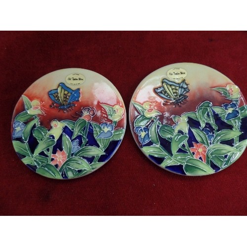 3 - PAIR OF OLD TUPTON WARE COASTERS WITH FLOWERS AND BUTTERFLY WITH BOX