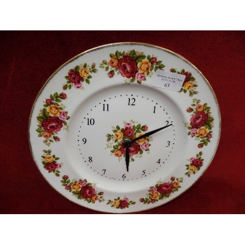 63 - BONE CHINA ROYAL ALBERT COUNTRY ROSE STYLE CHINA WALL CLOCK