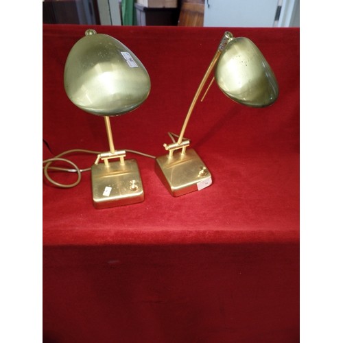 99 - PAIR OF BRUSHED-BRASS VALENCIA DESK LIGHTS. WORKING