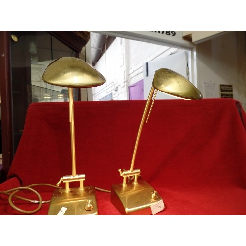 99 - PAIR OF BRUSHED-BRASS VALENCIA DESK LIGHTS. WORKING