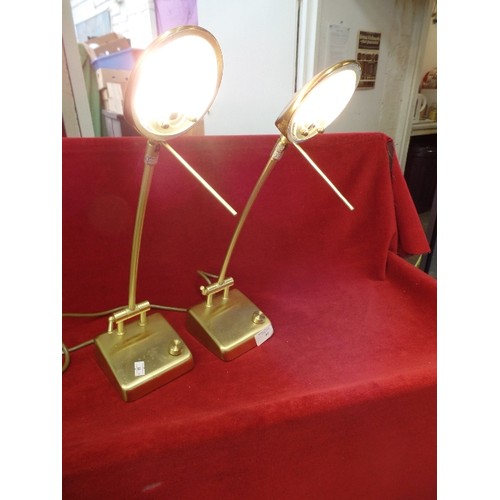 99 - PAIR OF BRUSHED-BRASS VALENCIA DESK LIGHTS. WORKING