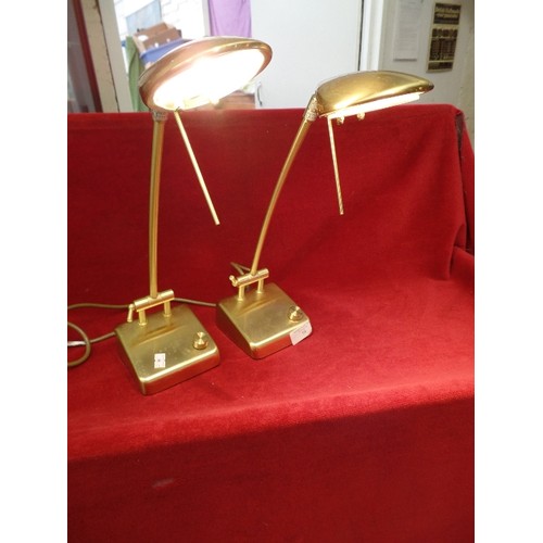 99 - PAIR OF BRUSHED-BRASS VALENCIA DESK LIGHTS. WORKING