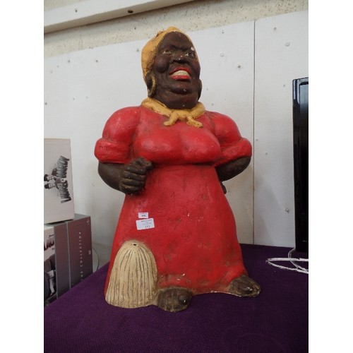 113 - LARGE 'MAMMY' FIGURE IN FIBREGLASS. APPROX 64CM H.