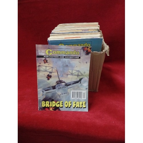 127 - COLLECTION OF VINTAGE COMMANDO COMICS. BRIDGE OF FATE, EAST TO DANGER, NEVER SAY DIE ETC.