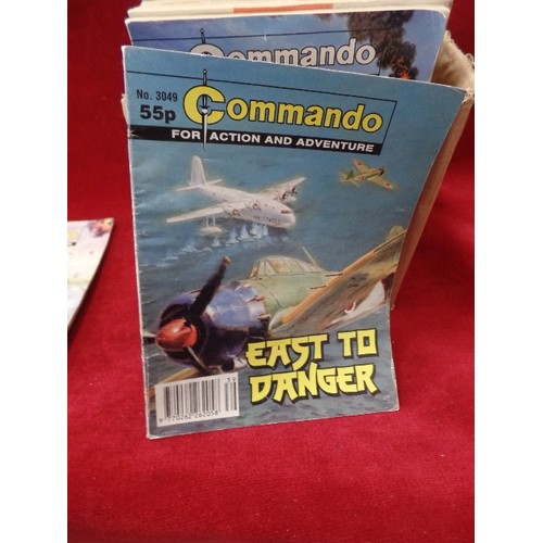 127 - COLLECTION OF VINTAGE COMMANDO COMICS. BRIDGE OF FATE, EAST TO DANGER, NEVER SAY DIE ETC.