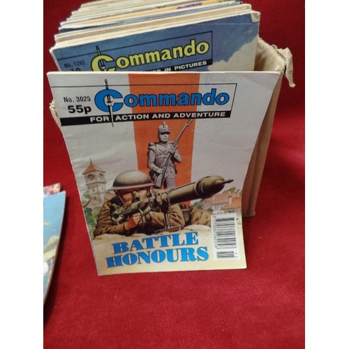 127 - COLLECTION OF VINTAGE COMMANDO COMICS. BRIDGE OF FATE, EAST TO DANGER, NEVER SAY DIE ETC.