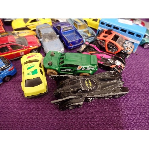 131 - COLLECTION OF 25 DIE-CAST VEHICLES, INC CARS, TRAMS, FAST CARS, AND BATMOBILE.