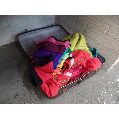 143 - CASE FULL OF CLOTHES, INC LITTLE NEXT JACKET, BRIGHT FLEECE TROUSERS, DRESS ORIENTAL  TUNICS ETC.