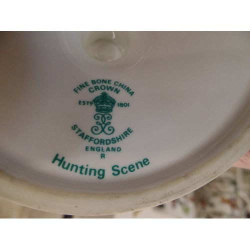 184 - 'HUNTING SCENE' COLLECTION OF CROWN STAFFORDSHIRE FINE BONE CHINA, DECORATED WITH FOX HUNT IMAGES. L... 