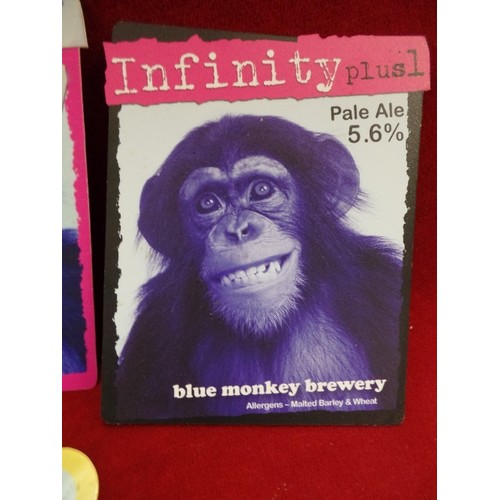 222 - 6 X BLUE MONKEY BREWERY BEER TAP SIGNS, INC 'BG SIPS'