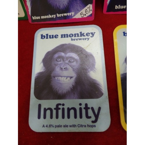 222 - 6 X BLUE MONKEY BREWERY BEER TAP SIGNS, INC 'BG SIPS'