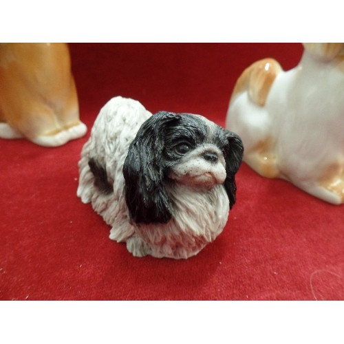 223 - 3  LITTLE PEKINESE DOGS, 2 ARE RUSSIAN POTTERY. 1 ITALIAN (ORIGINATED FROM  THE OWNER OF TRICKI WOO(... 