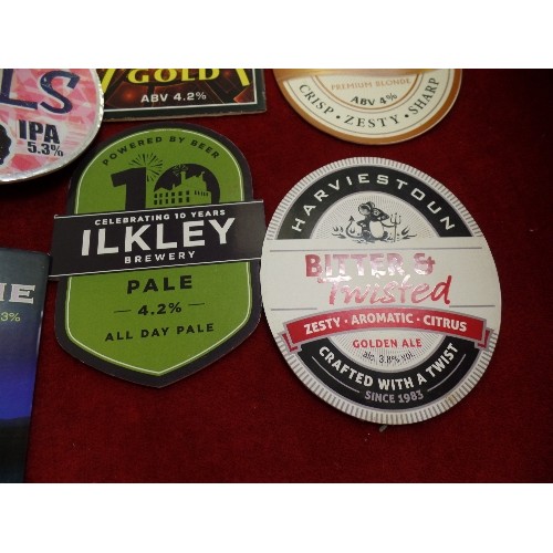 224 - 10 MIXED BEER TAP SIGNS. INC 2 X SHINY BREWERY, 2 ABBEYDALE, DISCO BALLS, 2 HARVESTOWN, 2 ILKLEY & 2... 