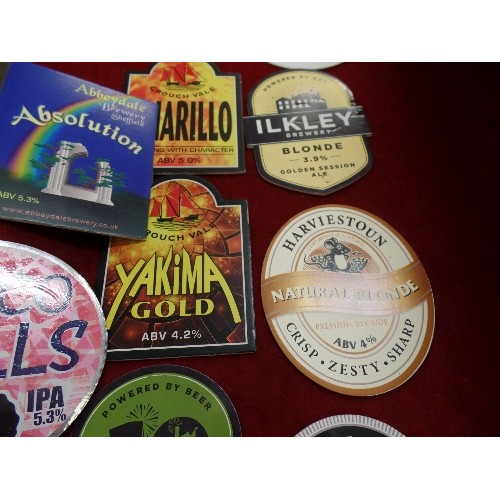 224 - 10 MIXED BEER TAP SIGNS. INC 2 X SHINY BREWERY, 2 ABBEYDALE, DISCO BALLS, 2 HARVESTOWN, 2 ILKLEY & 2... 