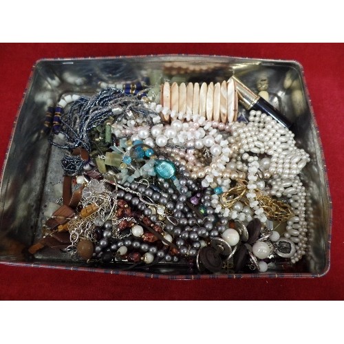 264 - BOX OF MIXED COSTUME JEWELLERY.