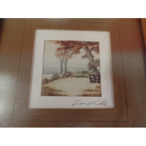 276 - SET OF 4 X FRAMED MINIATURE PAINTINGS [POSSIBLY PRINTS? TEXTURED GLASS OBSCURES] SIGNED BUT UNSURE O... 