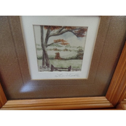 276 - SET OF 4 X FRAMED MINIATURE PAINTINGS [POSSIBLY PRINTS? TEXTURED GLASS OBSCURES] SIGNED BUT UNSURE O... 