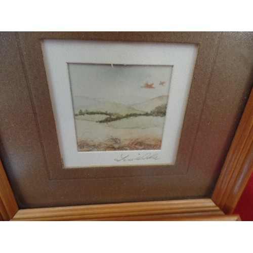 276 - SET OF 4 X FRAMED MINIATURE PAINTINGS [POSSIBLY PRINTS? TEXTURED GLASS OBSCURES] SIGNED BUT UNSURE O... 