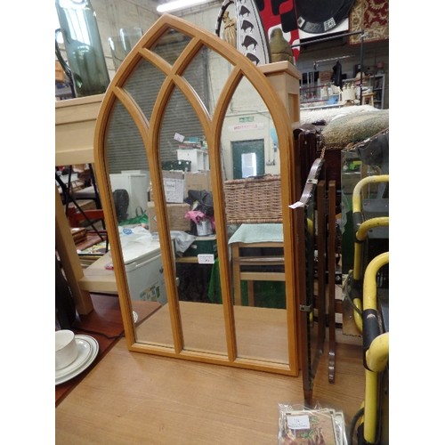 302 - 2 X GOTHIC ARCHED WALL MIRRORS. 77CMH.