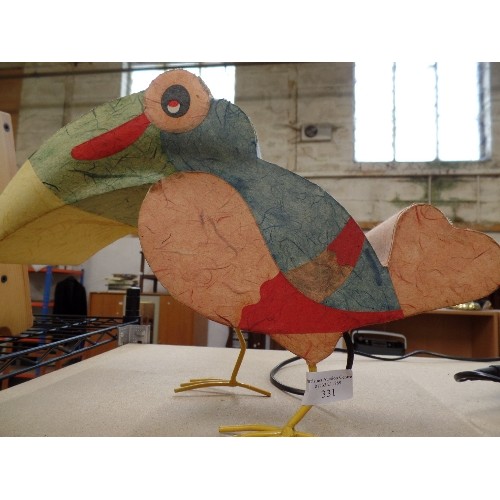 331 - PAPER TOUCAN LAMP. ON WIRE FRAME.