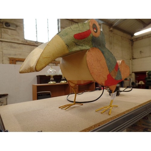 331 - PAPER TOUCAN LAMP. ON WIRE FRAME.