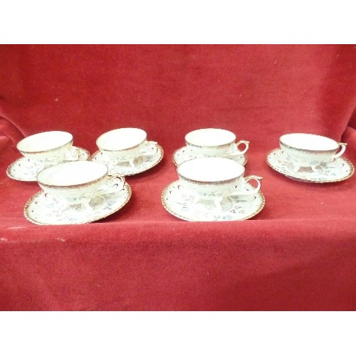 130 - LOVELY VINTAGE CHINA TEA-SET DUOS IN ORIGINAL SAGE MOC-CROC BOX. 'SUNNY CHINA' MADE IN JAPAN.  12 PC... 