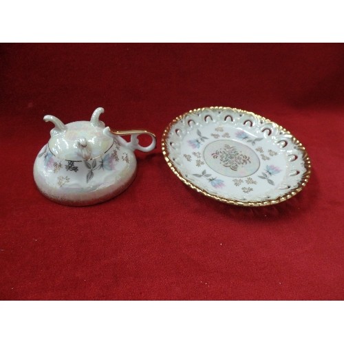 130 - LOVELY VINTAGE CHINA TEA-SET DUOS IN ORIGINAL SAGE MOC-CROC BOX. 'SUNNY CHINA' MADE IN JAPAN.  12 PC... 