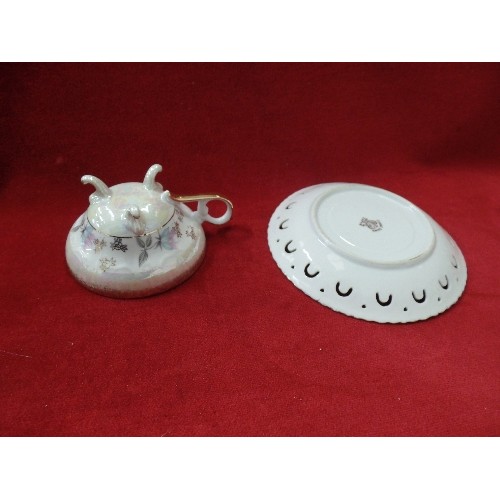 130 - LOVELY VINTAGE CHINA TEA-SET DUOS IN ORIGINAL SAGE MOC-CROC BOX. 'SUNNY CHINA' MADE IN JAPAN.  12 PC... 