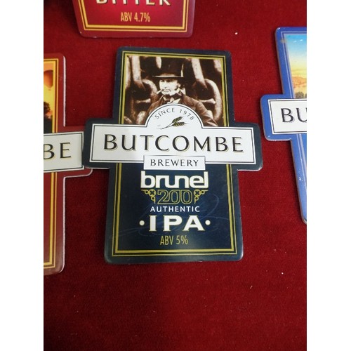 243 - 3 ELLAND BREWERY AND 4 BUTCOMBE BEER TAP SIGNS. NEW.