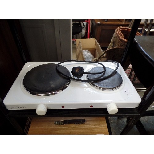 349 - RUSSELL HOBBS ELECTRIC 'COUNTER-TOP' DUAL HOB. RIGHT RING WORKS LEFT DOESN'T