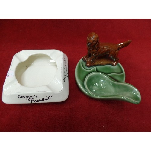 4 - RETRO GAYMERS POMMIE CERAMIC ASHTRAY AND WADE RED SETTER PIPE STAND