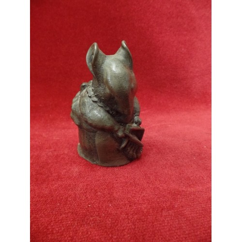 5 - 3 BRONZED RESIN FIGURES OF MICE - 1 READING A BOOK, 1 WITH DUSTPAN AND BRUSH AND THE OTHER IS 2 WITH... 