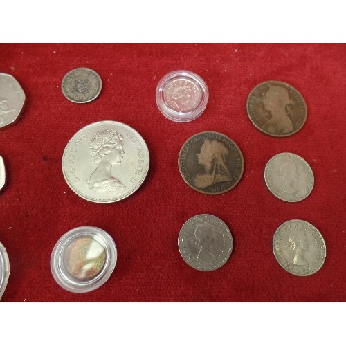 14 - BOX OF ENGLISH COINAGE SOME IN MINT CONDITION AND ENCAPSULED AND 1917 1/4 RUPEE INDIA