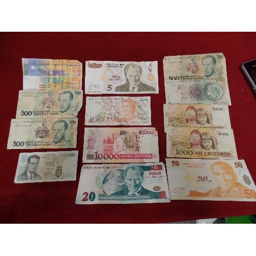 17 - QUANTITY OF FOREIGN BANK NOTES 10000 DEZ MIL CRUZADOS, 1000 MIL CRUZADOS, 5000 CINCO MIL CRUZEIROS,1... 