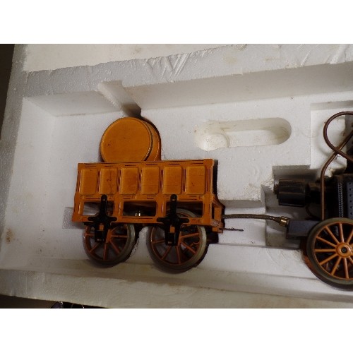 65 - HORNBY STEPHENSON'S ROCKET REAL STEAM TRAIN SET EITH TRACK IN ORIGINAL BOX