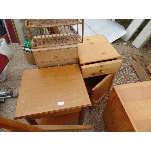 590 - PINE 2 DRAWER BEDSIDE, PINE BEDSIDE CABINET, RETRO CHAIR, SIDE TABLE WITH DRAWER, BAMBOO SHELVING UN... 