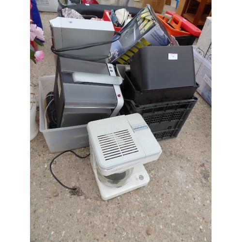 594 - 2 BOXES OF ELECTRICALS - PAPER SHREDDERS, RUSSELL HOBBS COFFEE MAKER ETC