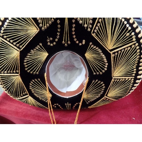 115A - ADULT BLACK AND GOLD MEXICAN SOMBERO HAT